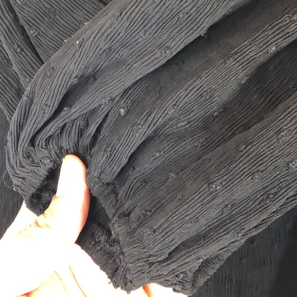 NWT English Factory Smocked Off-the-Shoulder Polka-dot Chiffon Top in Black - Picture 9 of 15